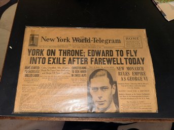 Vintage December 11 1936 New York World Telegram News Paper Edward VIII Renounceds The Throne