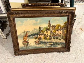 Vintage Seaside Landscape Oil Painting - Signed