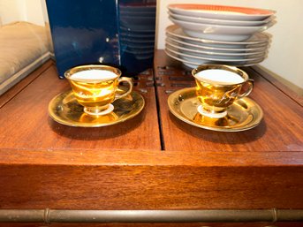 22KT Gold Cup And Saucer Pair - Wedding Commemorative For Renee And Bob, March 10, 1957