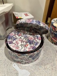 Vintage Hat Box With Victorian Floral Design Set Of 2