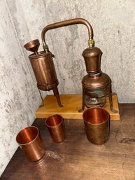 Old Vintage Copper Alembic With Burner