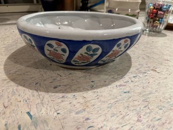 Hand Painted Blue Pottery Decorative Bowl