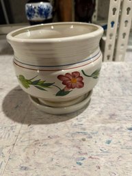 Vintage Hand Painted Ceramic Planter Footed