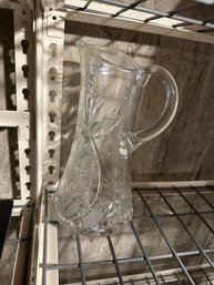 Crystal Cut Pinwheel Hobstar Glass Pitcher