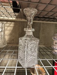 Vintage Poltar Cut Clear Crystal Decanter With Stopper