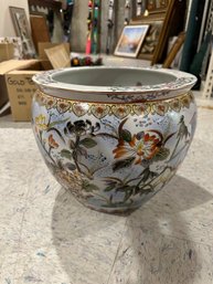 Vintage Large Floral Fish Bowl Planter