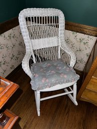 Vintage Wicker Rocker With Cushion