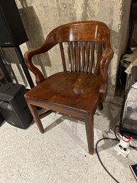 Antique Oak Wood Banker's Chair #2