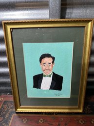 Original Painting Of A Man Signed Kenny Smiles Dec 1992