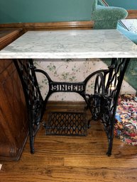 Vintage Marble Top Singer Sewing Machine Table