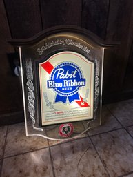 Pabst Blue Ribbon Beer Crystal Heritage Back Bar Light-Up Sign Working