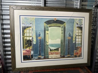 Jonna White Singed Numbered Print Blue Room Tropical Places Glass Broken Bought For $1,300