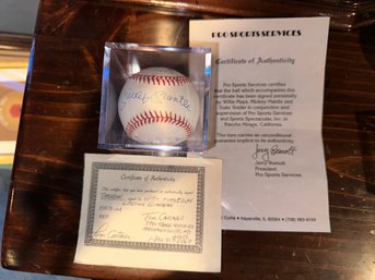 Mickey Mantle, Willie Mays, And Duke Snider Authenticated And Autographed Baseball Shipping Read Below