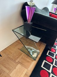 Z-shaped Tempered Glass Side Table