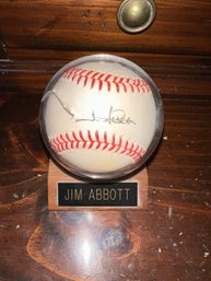 Jim Abbott Autographed Baseball With Certificate Of Authenticity