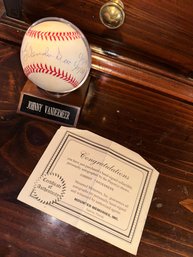 Johnny Vandermeer Authenticated And Autographed Baseball