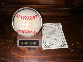 Barry Bonds Authenticated And Autographed Baseball