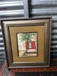 Red Palm Palace Moroccan Style Palm Tree Art Print Frame