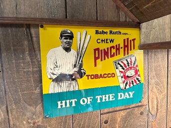 Babe Ruth Pinch-Hit Chewing Tobacco Tin Sign