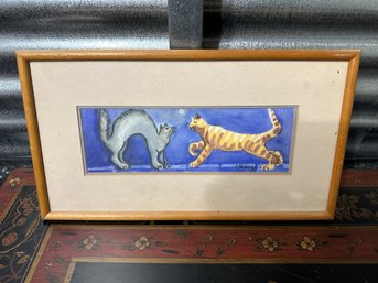 Cat Artwork Framed Lazoberge Signed
