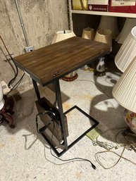 Modern Wooden Narrow Flip Top Tea Table With Plugs