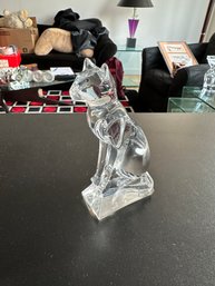 Vintage J.G. Durand 24 Lead Clear Crystal Egyptian Cat Figurine Signed