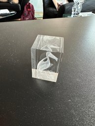 3D Laser Engraving Crystal Bird Cube Figurine