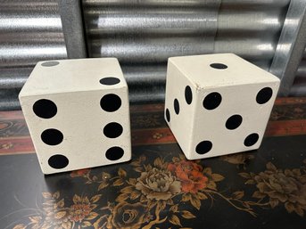 Antique Set Of 2 Large Wooden Oversized Dice