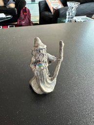 1987 Rawcliffe Pewter Wizard - Mini Figure With Staff & Crystal