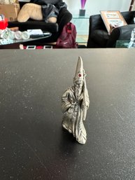 1987 Rawcliffe Pewter Wizard - Mini Figure With Gem & Staff & Crystal