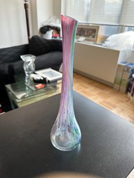 Vintage Rainbow Colored Glass Vase