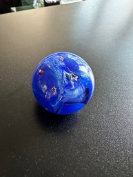 Original Blue Sphere Ball Paperweight Glass Eye Studio