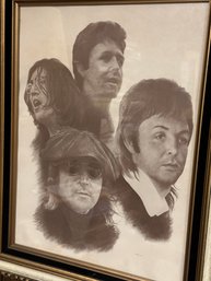 Beatles Drawing Print By Chaplan Framed