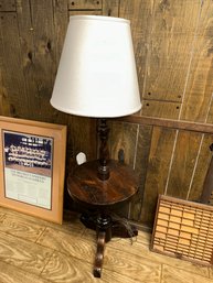 Vintage Wood Floor Lamp With Table