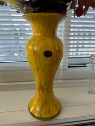 Krosno Jozefina Yellow Glass Flower Vase