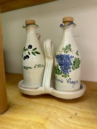 Vintage Italian Ceramic Vinegar And Oil Bottles