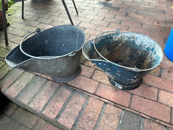 Pair Of Vintage Ash Coal Bucket Pail