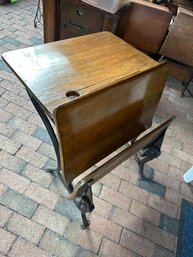 Antique Wood And Iron School Desk