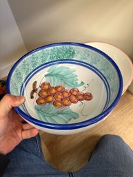 Vintage Hand Painted Ceramic Serving Bowl Made In Italy