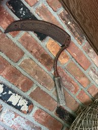 Vintage Hand Sickle Blade Wooden Handle