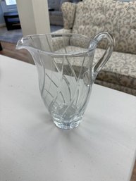 Vintage Crystal Water Pitcher Tulip Etched Vase