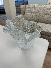 Clear Bubbled Modern Decorative Centerpiece Bowl