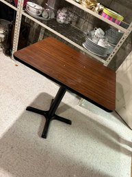 Bistro Wooden Padestal Table With Metal Base