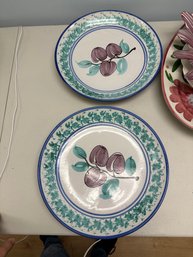 Pair Of Pretty Vietri Italian Ceramic Pottery Fruit Plate