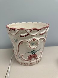 Vintage Portugal Ceramic Scalloped Pot Planter