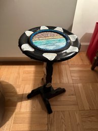 Custom Painted Pedestal Side Table