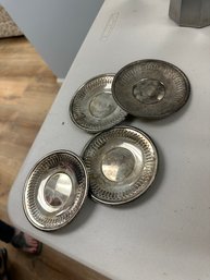 Beautiful Vintage Silver-plated Plates Set Of 4 Made In Brazil