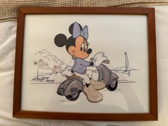 Rare Donaldson Mickey Mouse On Motorcycle Framed Artwork