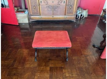 Set Of 2 Stunning Fabric And Metal Footstool