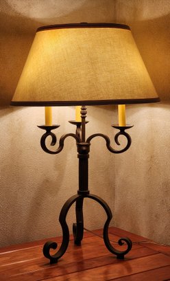 Vintage Triple Stage Switch Twisted Wrought Iron Style Table Lamp